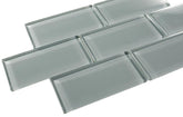 3x6 Light Grey GLossy Subway Glass Mosaic Tiles for Kitchen Backsplash and Bathroom Wall